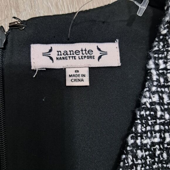 Nanette Lepore Boucle Double Breasted Sheath Mini Dress Black White Size 8 NWT - Picture 6 of 14